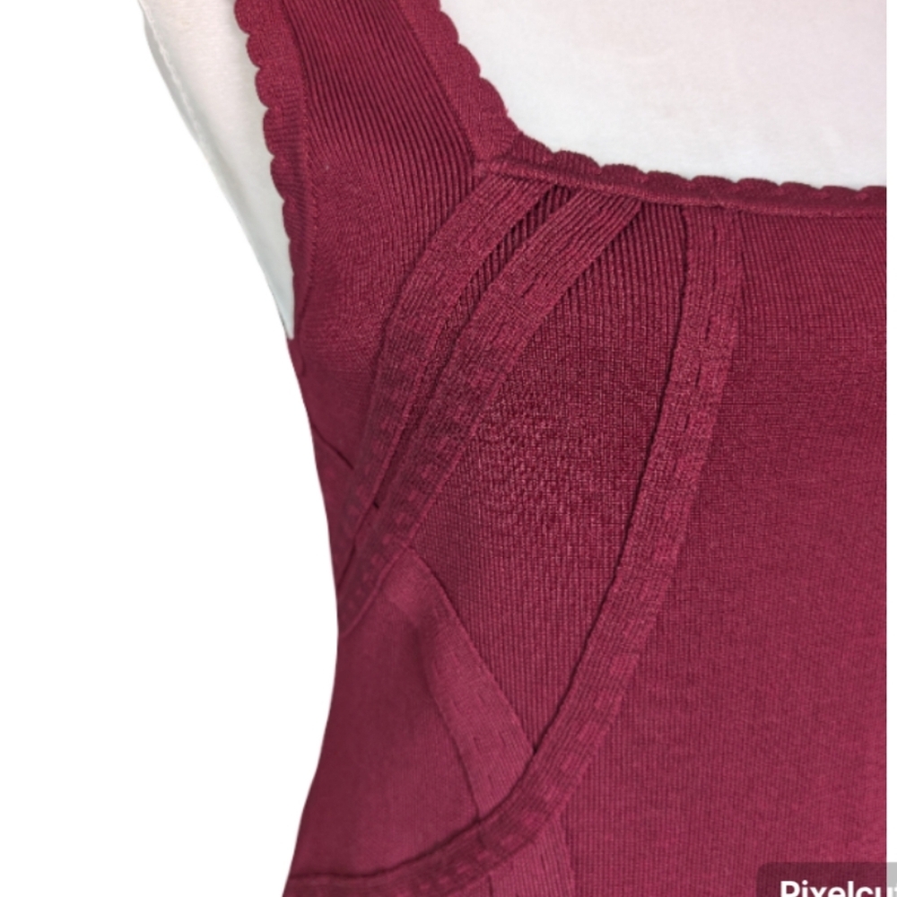 Anthropologie Ribbed Knit Midi Dress Burgundy Wine Sleeveless Bodycon Size L - Picture 10 of 16